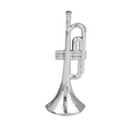 Miniature silver trumpet ornament for Christmas wreath decoration with metallic finish - 6cm Straight Trumpet / Silver