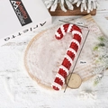 Sparkly red candy cane Christmas ornament with white wavy trim and hanging rope - Red 26cm Foam Candy Cane