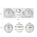 Set van 3 zilveren glitter kerstballen met witte spiraaltexturen en touwdetails - 8cm / Zilver