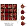 16 rote beflockte Weihnachtskugeln mit Goldglitzer-Muster und 6 cm Durchmesser - 16 Stk./Set / Rot