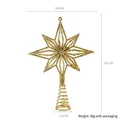 Puntale per albero di Natale dorato da 22cm con brillantini e base a spirale - Stella Ottagonale 16*22cm / Oro
