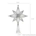 Puntale per albero di Natale a stella argento glitterata con base a molla 22cm - Stella Ottagonale 16*22cm / Argento
