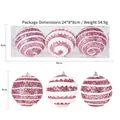 Roze kerstballen met glitters en witte touwpatronen in een verpakking van 3 stuks - 8cm / Roze