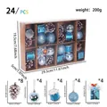 Set da 24 pezzi decorazioni natalizie blu e argento con pigne, tamburi e scatole regalo - Argento, Blu