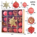 Set di 22 decorazioni natalizie rosse e oro con palline e ciondoli a fiocco di neve - 1 scatola / Fiocco di Neve Dorato