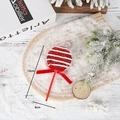 Christmas lollipop ornament with red white glitter stripes and red velvet bow detail - Red 15cm Striped Lollipop