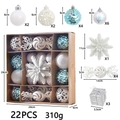 Set di 22 decorazioni natalizie con palline glitterate bianche e blu e fiocchi di neve - 1 scatola / Fiocco di Neve Bianco