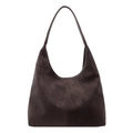 Minimalist large capacity coffee leather hobo shoulder bag with central seam detail - Brown