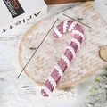 Pink glitter candy cane Christmas ornament with white fur texture and 26cm hanging loop - Pink 26cm Foam Candy Cane
