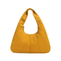 Elegante borsa a tracolla giallo senape con trama litchi e dettagli di cuciture a pieghe - Giallo