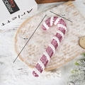 Pink glitter candy cane Christmas ornament with white spiral texture and hanging string - Pink 14cm Foam Candy Cane