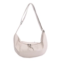 Borsa a mezzaluna minimalista bianco crema in pelle PU con tracolla regolabile - Bianco