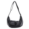 Borsa hobo nera in pelle PU con tracolla regolabile e cerniere con nappe lunghe - Nero