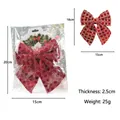 Red Christmas bow with gold glitter diamond patterns and double-layered structure - 1 Piece / Burgundy