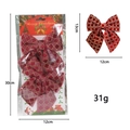 Red and gold plaid Christmas bow ornament set for festive holiday tree decoration - 2 Pcs/Set / Burgundy
