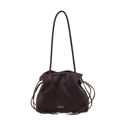 Bolso saco mate marrón oscuro con cordón ajustable y correa para el hombro - Marrón