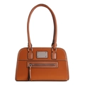 Sac à bandoulière marron style urbain avec coutures blanches et détails métalliques - Marron