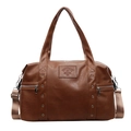 Grande borsa tote retrò marrone con tracolla regolabile e dettagli con borchie argento - Marrone