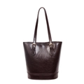 Bolso tote marrón oscuro en cuero encerado con forma de cubo y correas dobles finas - Marrón