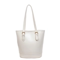 Bolso tote blanco de cuero PU con hebillas doradas ajustables y gran capacidad - Blanco Roto
