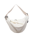 Minimalist white crescent shoulder bag with wide strap and large capacity in nylon fabric - Large / Off White
