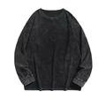 Oversized gewassen katoenen T-shirt met lange mouwen in vintage streetwear-stijl - M / Gewassen Grijs