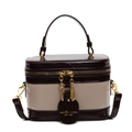 Borsa a scatola retrò in vernice bicolore con manico e tracolla nei colori caffè e beige - Bianco Crema con Caffè