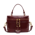Borsa a mano bordeaux vintage con dettagli dorati e manico superiore per donna - Borgogna