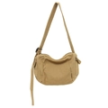 Bolso bandolera minimalista de lona caqui con forma de luna y correa ajustable - Caqui