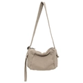 Sac bandoulière en toile kaki style japonais avec poches latérales et zip - Gris