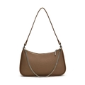 Braune gewebte Schultertasche mit Kette, elegante Damen Umhängetasche im modischen Design. - Dunkelbraun