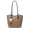 Sac fourre-tout tendance kaki et marron pour femme avec un pendentif peluche - Avec Pendentif / Khaki