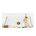 Bolso bandolera blanco acolchado con cadena dorada y control deslizante de bola - Blanco Roto