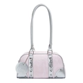 Borsa bowling vintage rosa perlato con manici lunghi argento e ciondoli in stile Y2K - Rosa