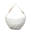 Bolso bandolera de media luna acolchado en blanco roto con correa ancha ajustable - Blanco Roto
