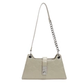 Beige schoudertas met geometrische reliëfdruk en stijlvolle zilveren metalen ketting - Groen