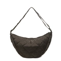 Bolso bandolera de media luna acolchado verde oliva oscuro con correa ajustable - Verde