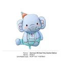 Blue elephant foil balloon with party hat and green suspenders for kids birthday decor - Blue Elephant