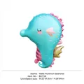 Matte seahorse aluminum foil balloon in light blue with gold fins for party decoration - Matte Seahorse (B0736) / Blue