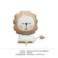 Cute matte foil balloon in lion shape with pink crown for kids birthday party decor - Matte Lion (B0762) / Brown