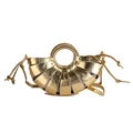 Modische Handtasche in Gold-Optik mit rundem Webgriff und fächerförmigem Design - Gold