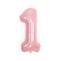 Dettaglio di un palloncino rosa numero 1 in alluminio con finitura metallica lucida - 40 Pollici Rosa Perlato Numero 1