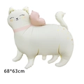 68x63cm Matte white cat-shaped foil balloon with pink wings for pet birthday parties - Matte Cat