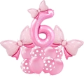 Pink number 6 balloon set with bow decorations for children birthday party supplies - US 6