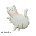 White cat head foil balloon with pink bow and gold stars for pet birthday party - Fortune Cat
