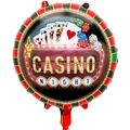 Palloncino rotondo in alluminio tema Casino Night con carte da poker e fiches da gioco - Palloncino Rotondo da Poker da 18 Pollici