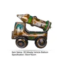 3D-Raketenwagen-Folienballon mit Tarnmuster für Kindergeburtstage, Größe 55x62cm - 3D Raketenfahrzeug