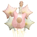 Matte INS style guitar and star foil balloon set for children's birthday party decor - Pink Star Guitar