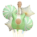 5-piece guitar foil balloon set with mint green and gold stars for music party decor - Green Guitar