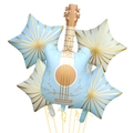 Light blue matte guitar and star aluminum foil balloon set for birthday party decoration - Blue Star Guitar
